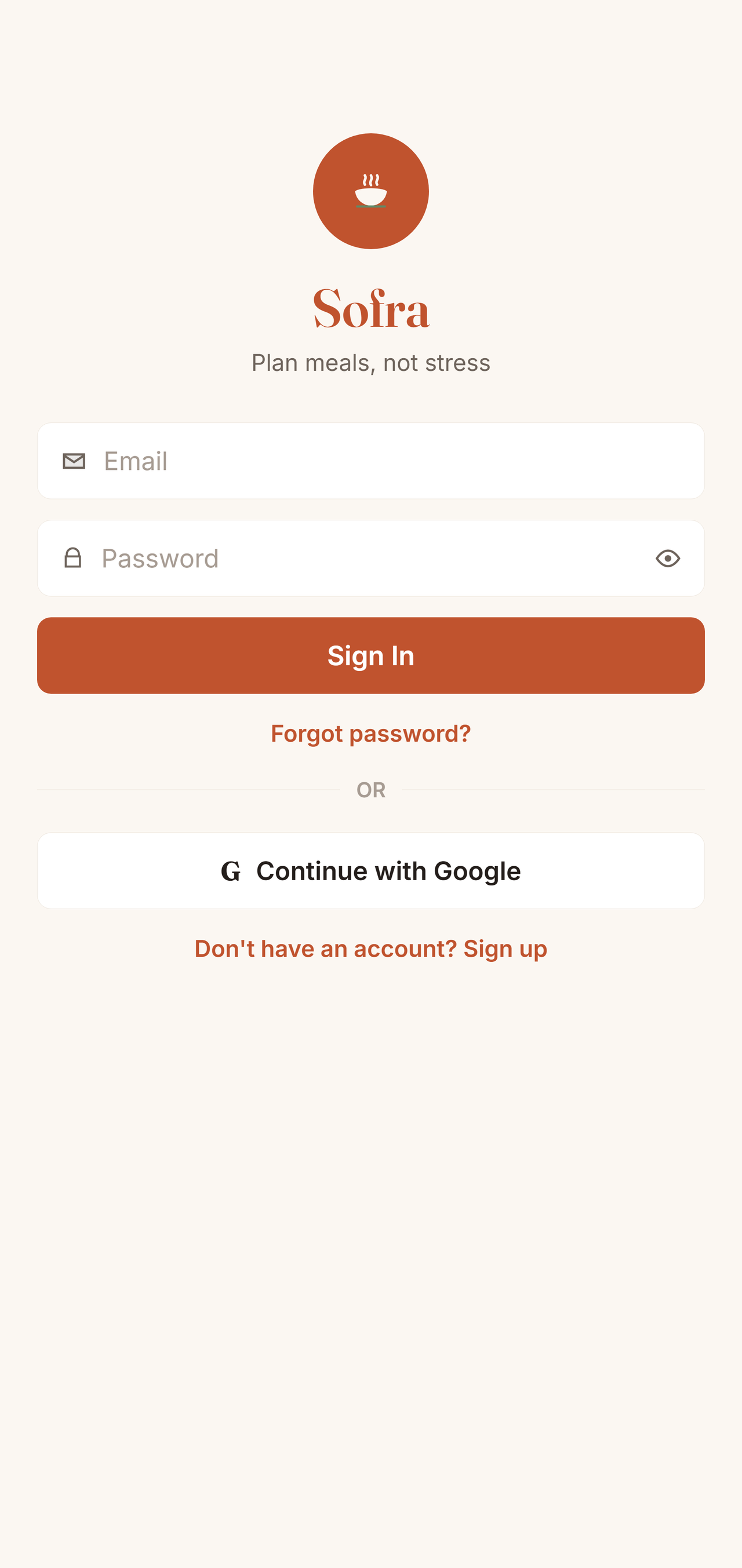 Sign in to Sofra